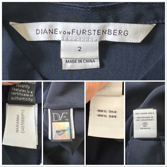 Diane Von Furstenberg Marianna Navy Silk Shirt Dress, Size 2 - Picture 11 of 13